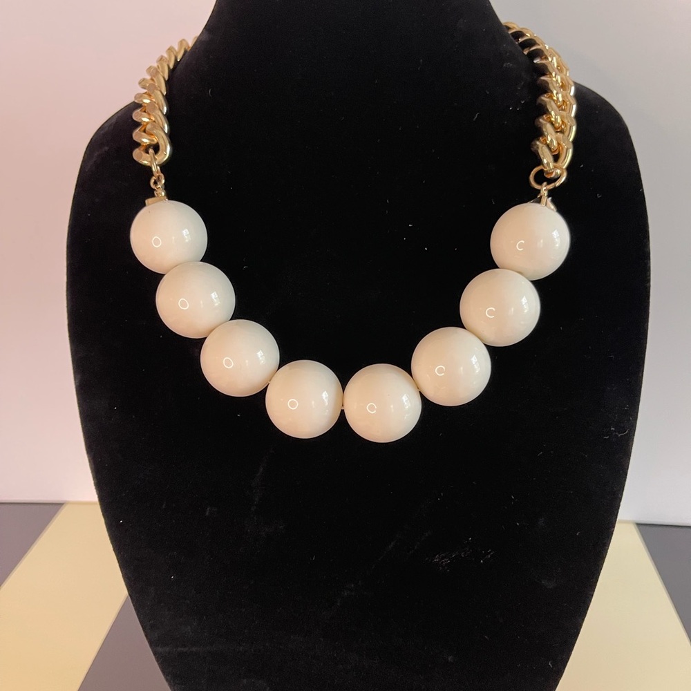 Aldo Y2K Gold and Ivory Oversized Beads Necklace